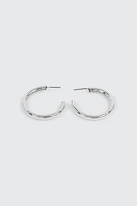 14K White Gold Plated Tubular Hoops