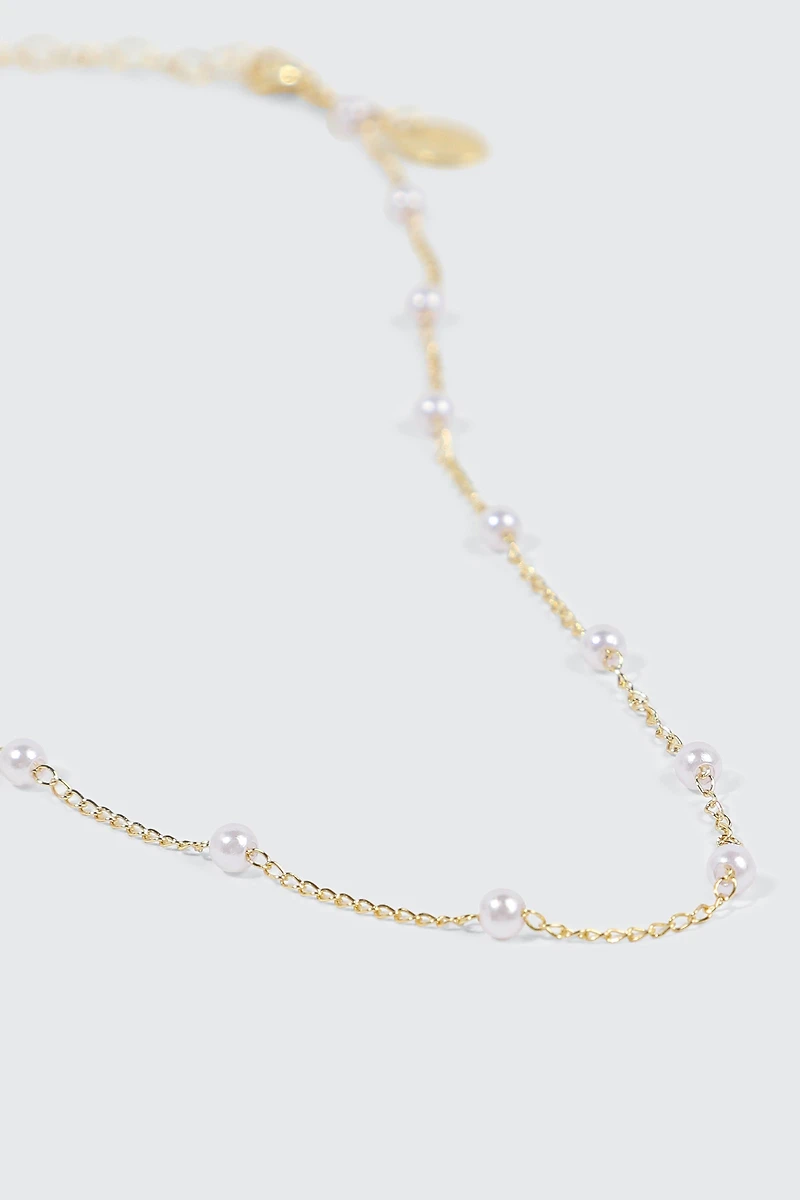 14K Gold Plated Station Necklace