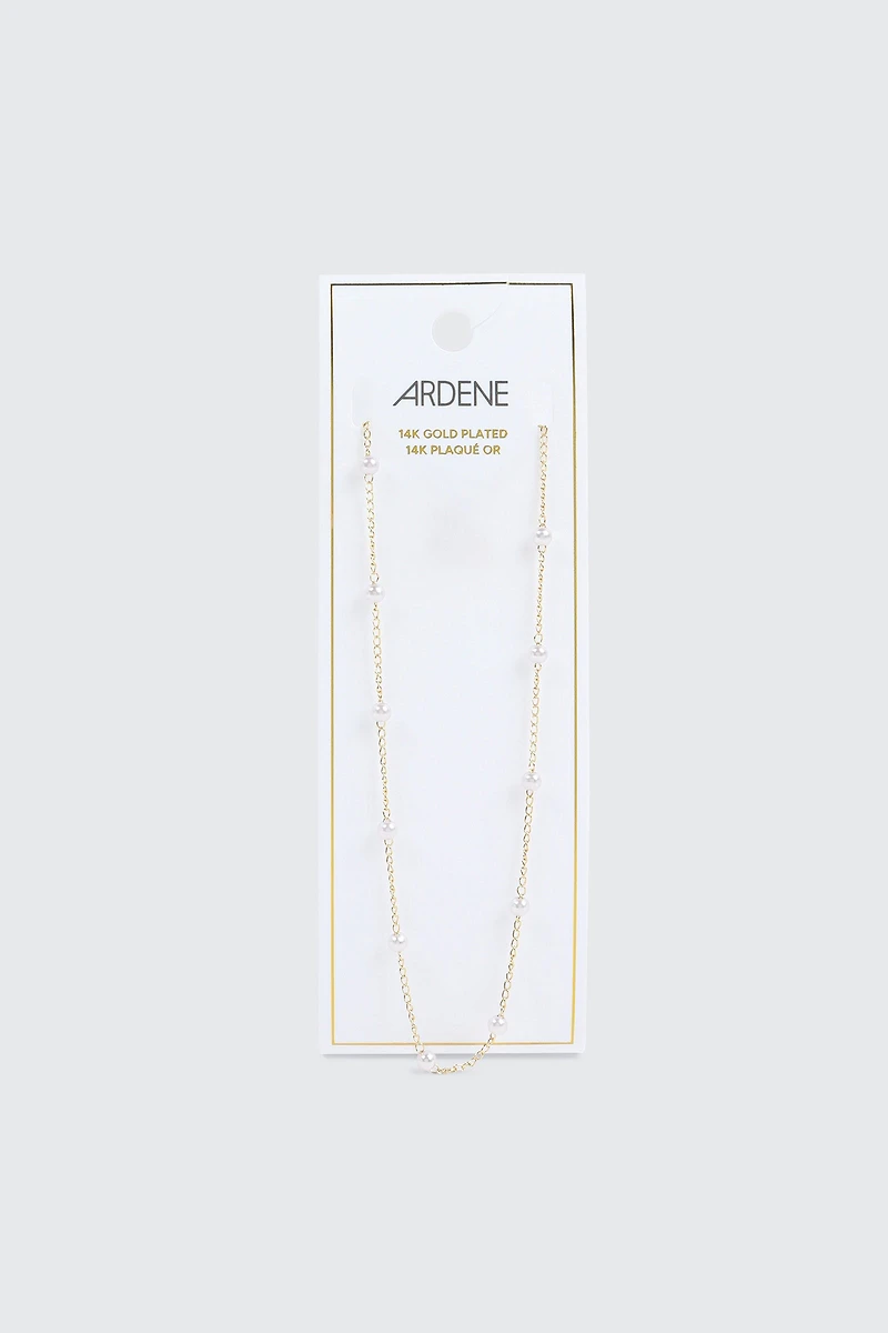 14K Gold Plated Station Necklace