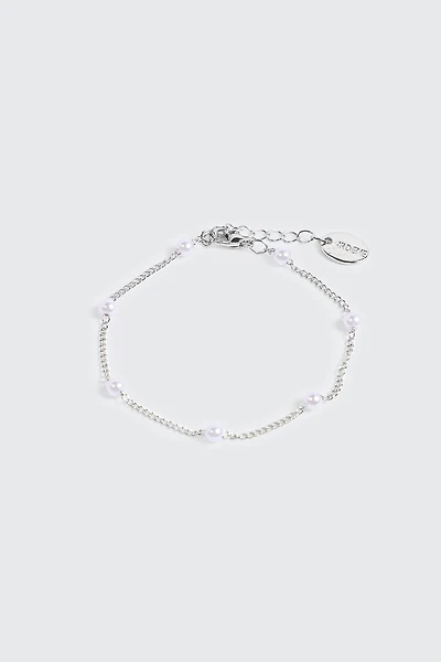 Bracelet à perles plaqué or blanc 14K