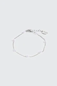 Bracelet à perles plaqué or blanc 14K