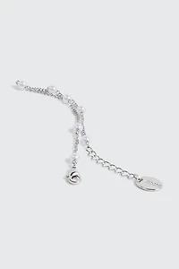 14K White Gold Plated Pearl Bracelet