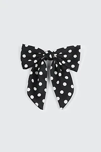 Barrette nœud tissé à pois