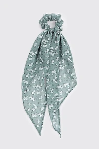 Woven Floral Motif Scrunchie with Tails
