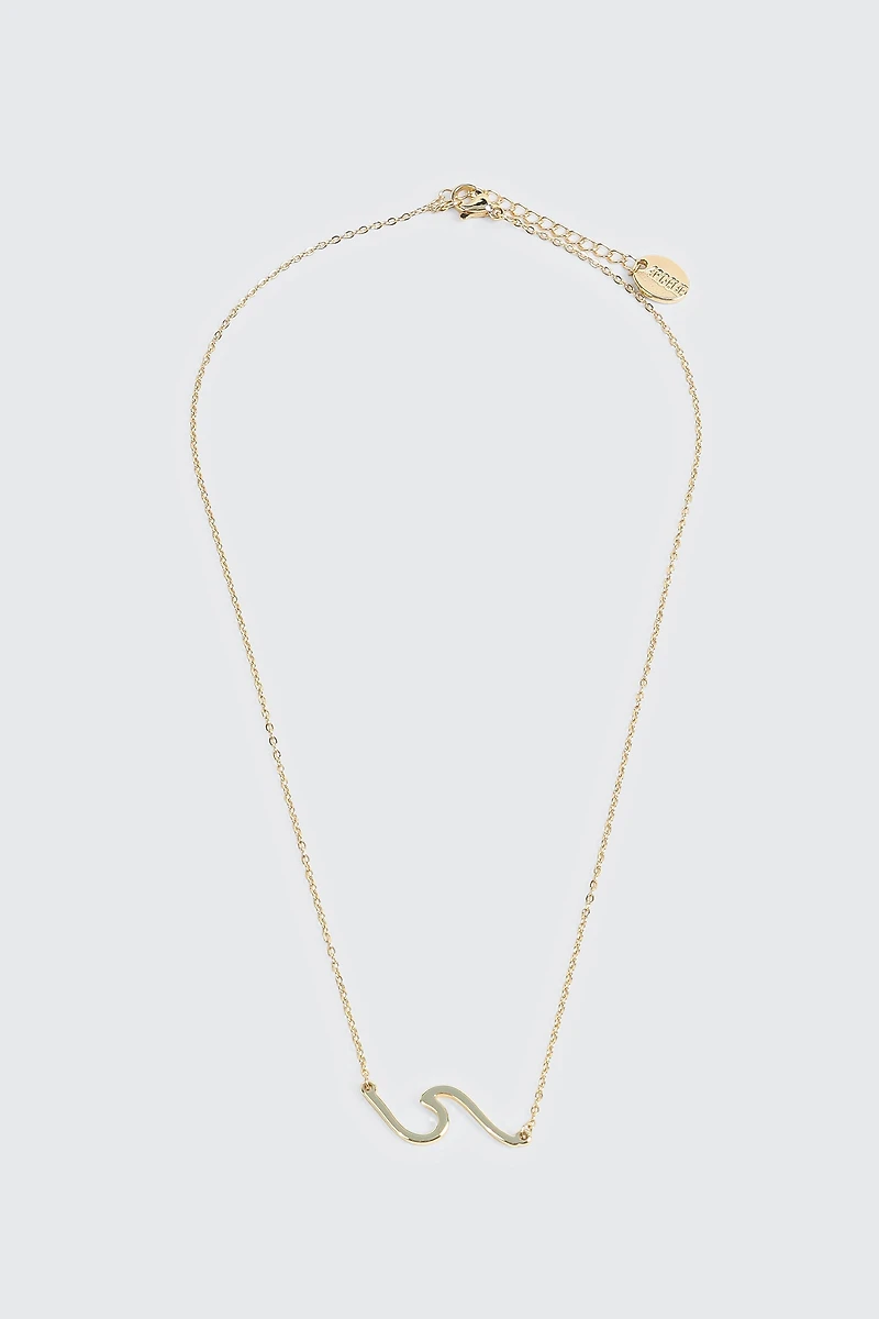 14K Gold Plated Necklace with Wave Pendant