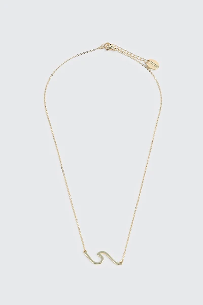 14K Gold Plated Necklace with Wave Pendant