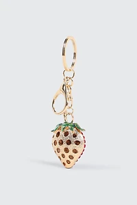 Rhinestone Strawberry Keychain