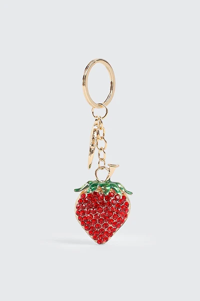 Porte-clés fraise à strass