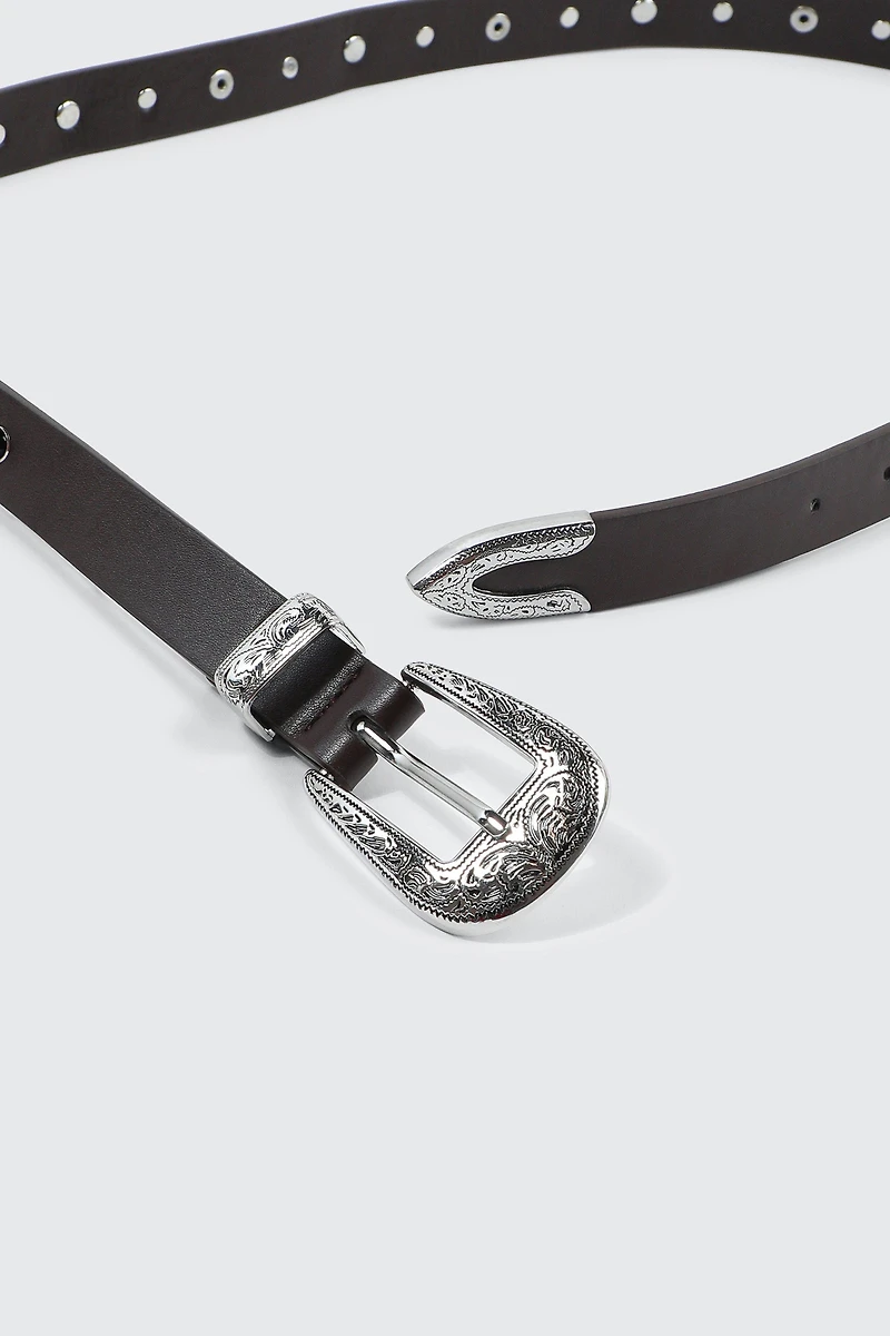 Western Studded Skinny Belt