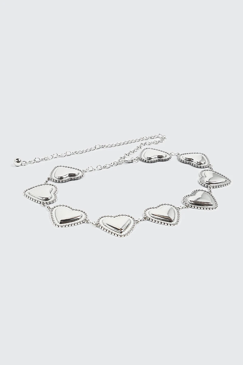 Studded Heart Chain Belt