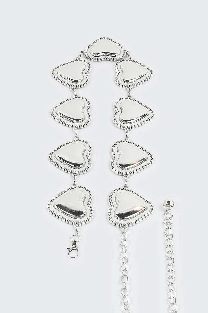 Studded Heart Chain Belt