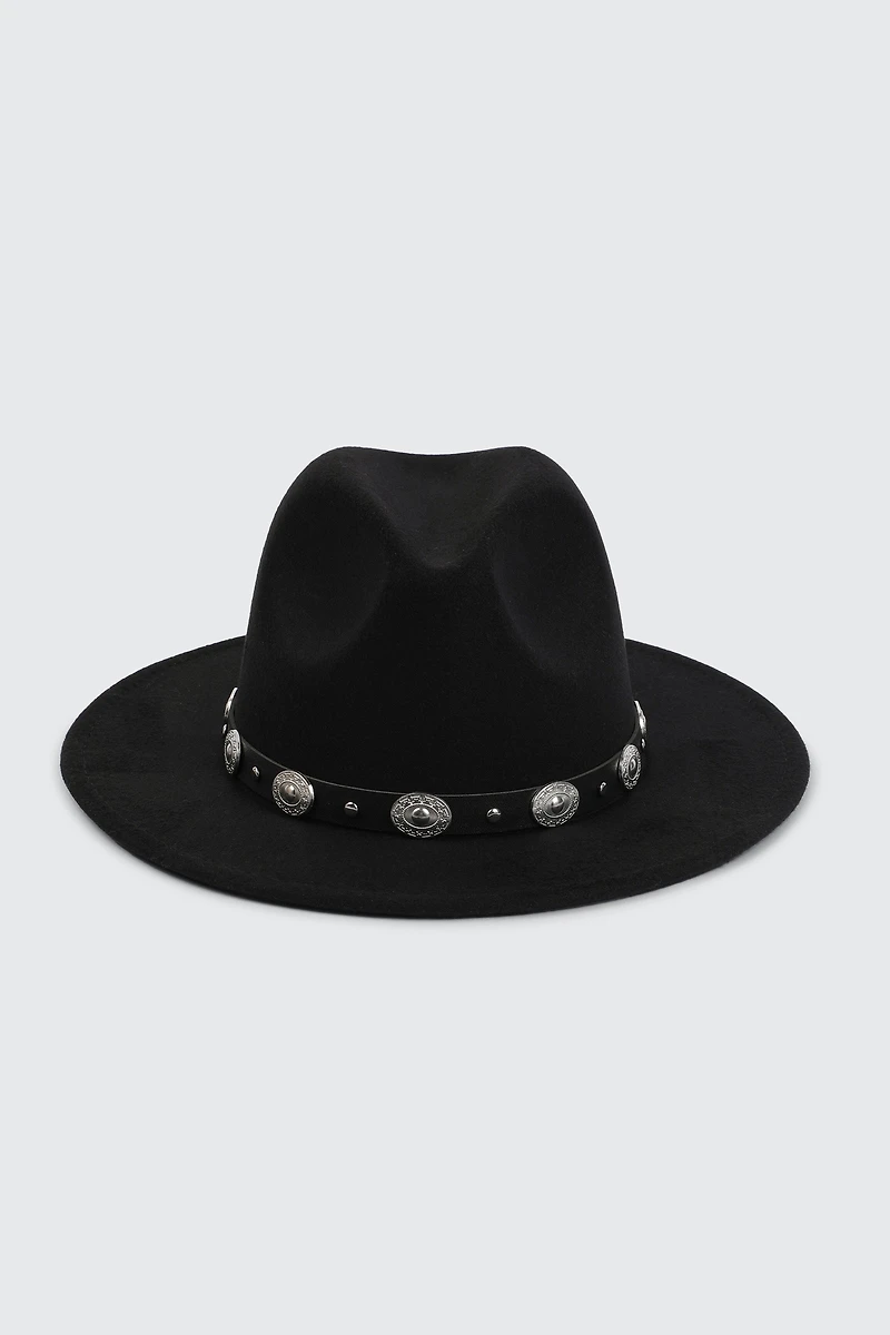 Felt Fedora Hat with Embellishment