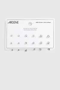 6-Pack 14K White Gold Plated Studs