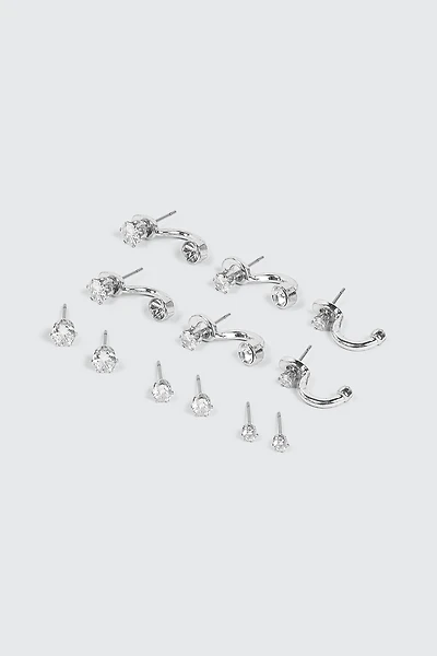 6-Pack 14K White Gold Plated Studs
