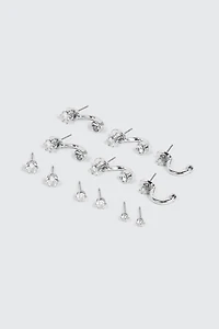 6-Pack 14K White Gold Plated Studs