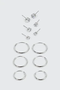 6-Pack 14K White Gold Plated Earrings
