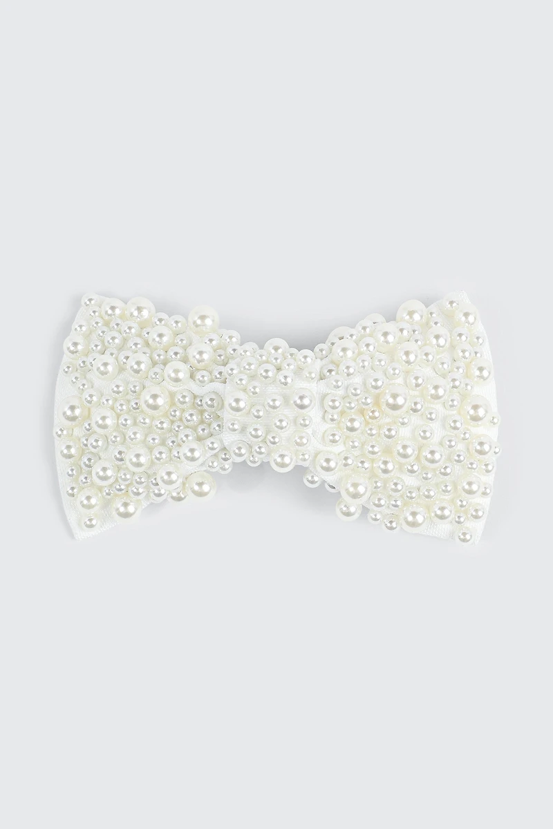 Barrette boucle ornée de fausses perles