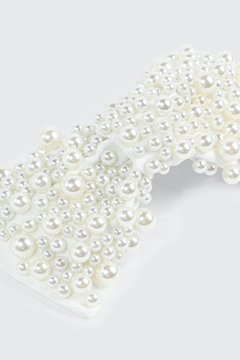 Faux Pearl Bow Hair Clip