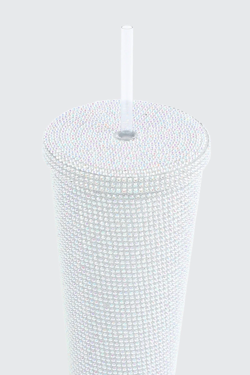 Rhinestone Tumbler Cup with Straw