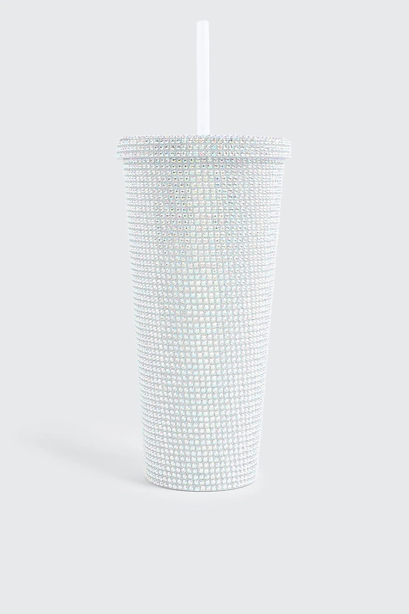 Rhinestone Tumbler Cup with Straw