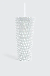 Rhinestone Tumbler Cup with Straw