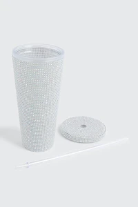 Gobelet à strass avec paille