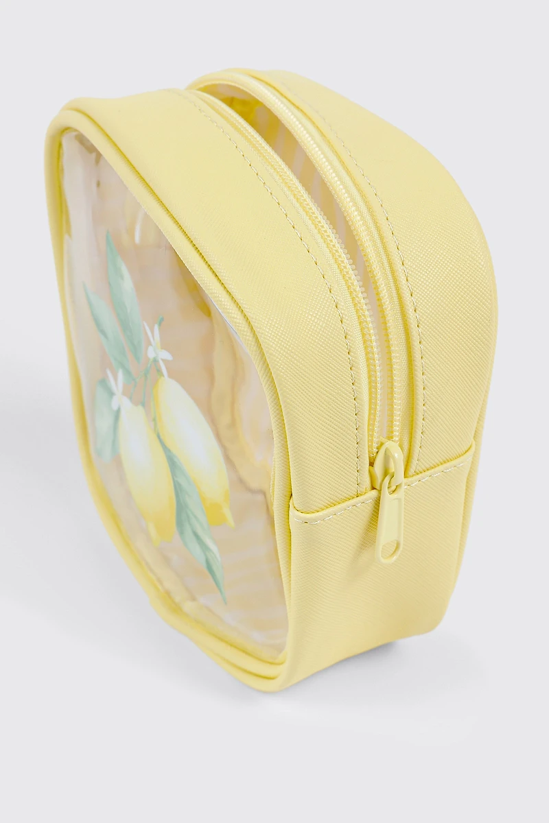 Lemon Print Cosmetic Bag