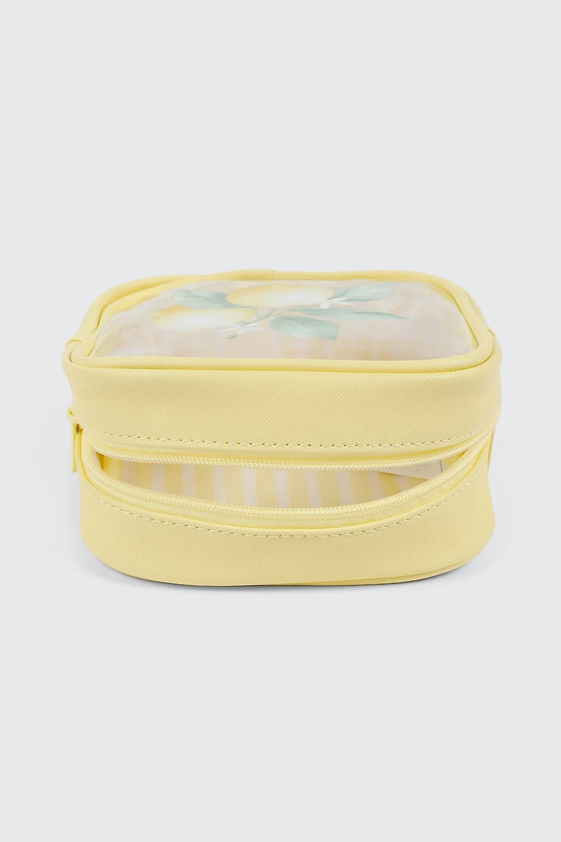 Lemon Print Cosmetic Bag