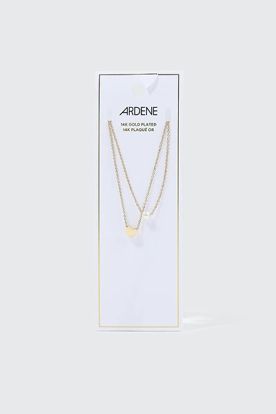 Collier plaqué or 14K coeur et perle