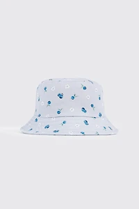Flower and Blueberry Print Bucket Hat