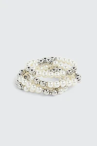 3-Pack Faux Pearl Bracelets