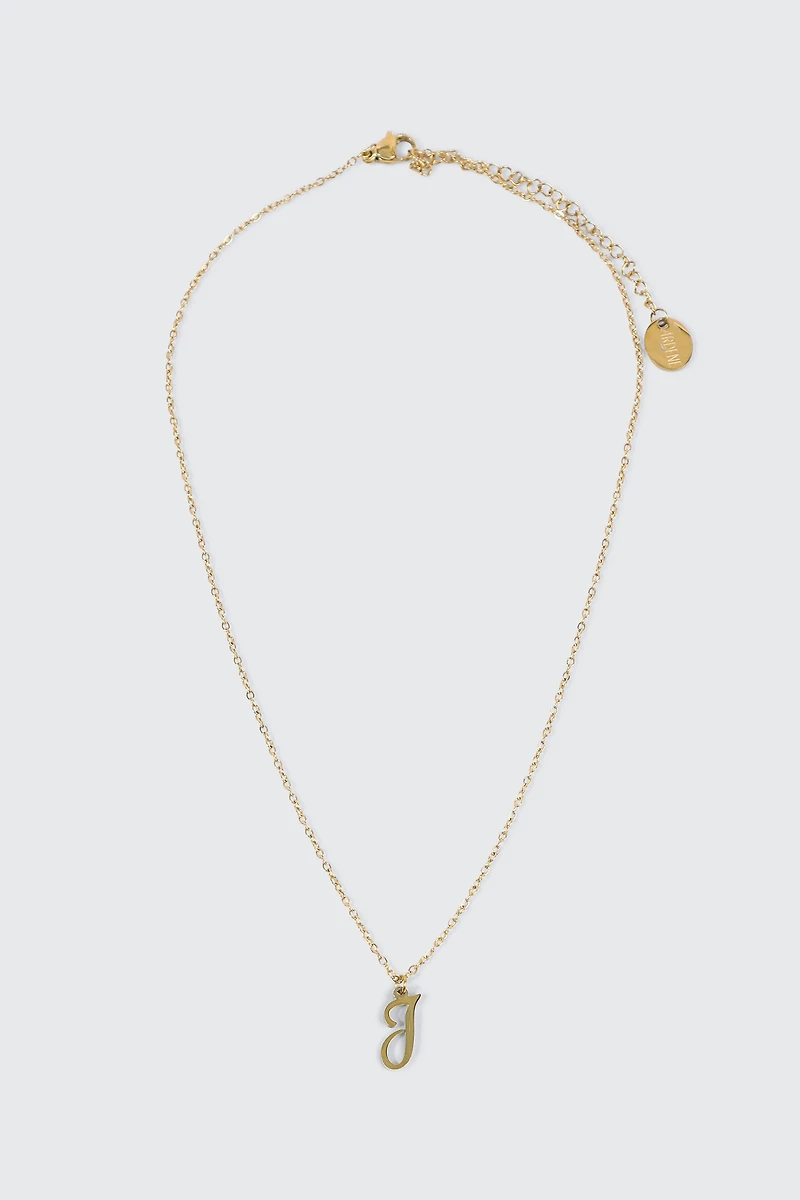 14K Gold Plated Stainless Steel Initial J Necklace