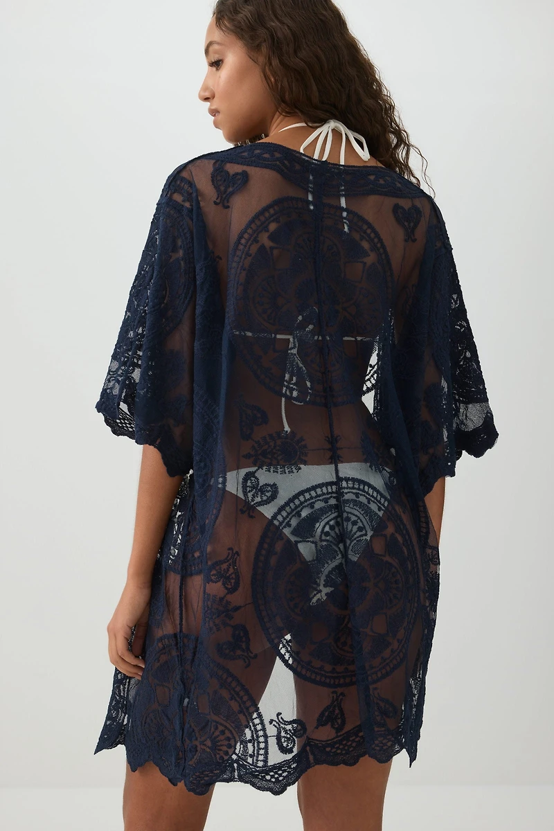 Floral Embroidered Cover Up