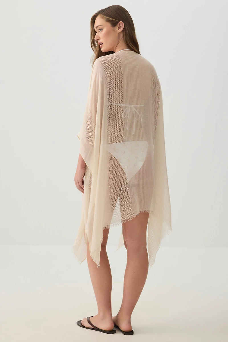 Woven Light Cover Up with Mesh Detail