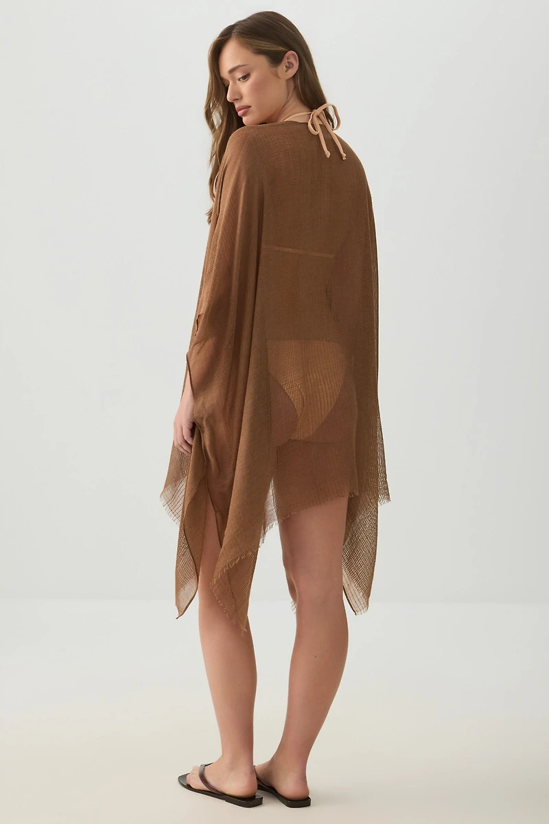 Woven Light Cover Up with Mesh Detail