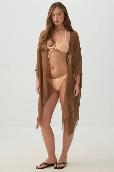 Woven Light Cover Up with Mesh Detail