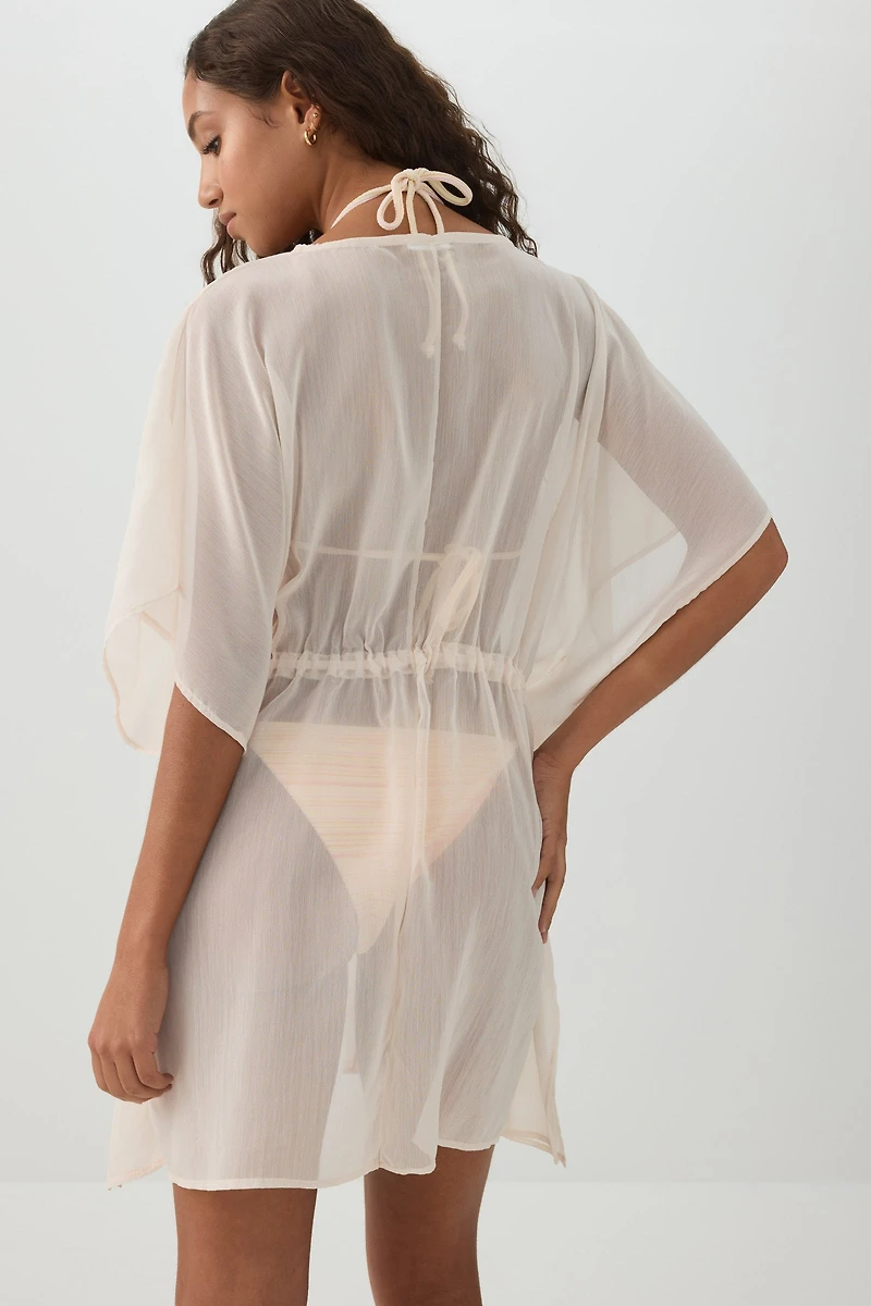 Woven Tie Front Cover Up