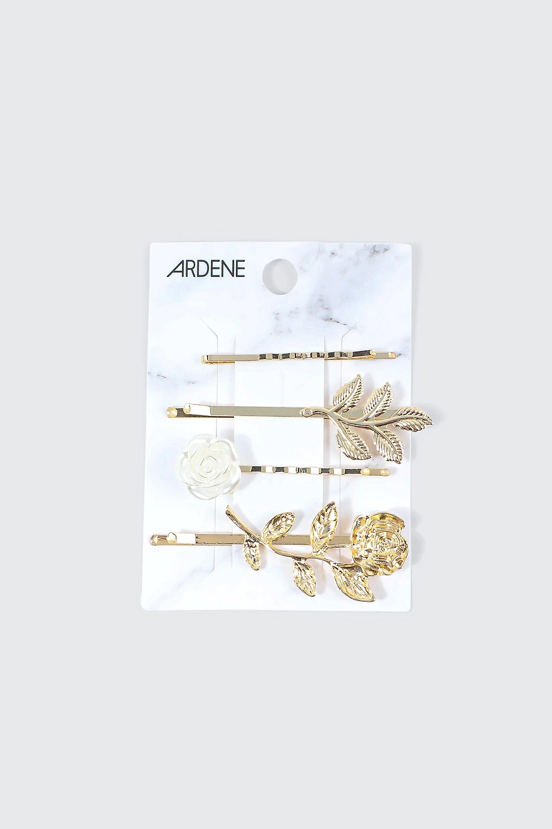 4-Pack Floral Metal Hair Pins