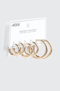Lot de 3 paires de boucles d'oreilles anneaux épais