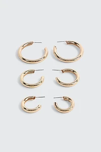 3-Pack Chunky Hoop Earrings
