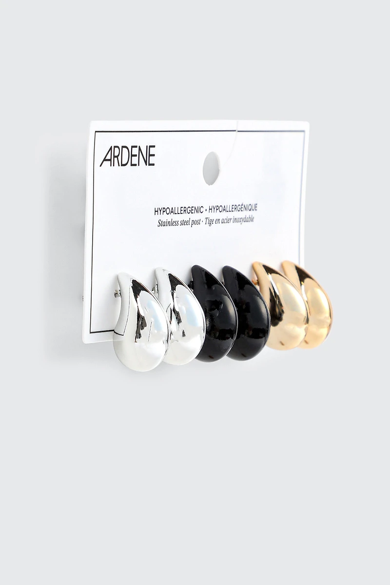 3-Pack Teardrop Stud Earrings