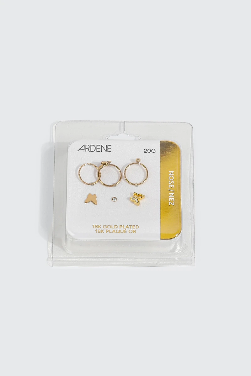 6-Pack 18K Gold Plated Nose Piercings