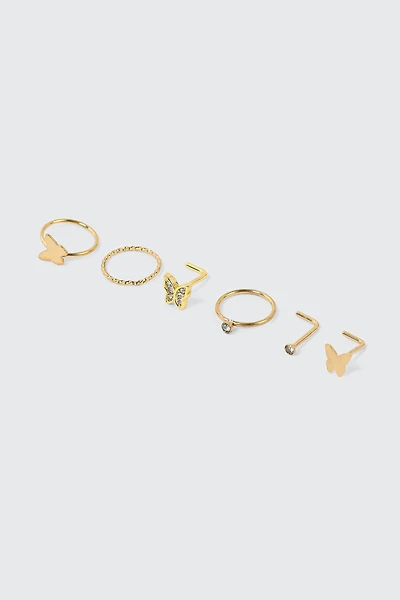 Lot de 6 perçages de nez plaqués or 18K