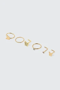 Lot de 6 perçages de nez plaqués or 18K