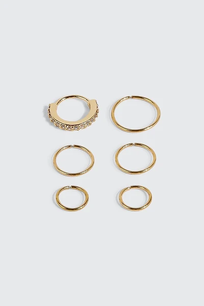 Lot de 6 perçages de nez plaqués or 18K