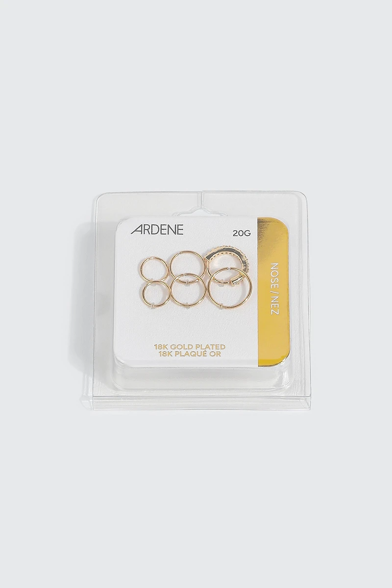 Lot de 6 perçages de nez plaqués or 18K