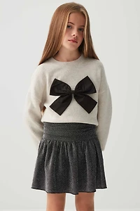 Shirred Waist Shiny Mini Skirt