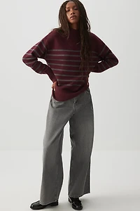 Striped Mock Neck Sweater