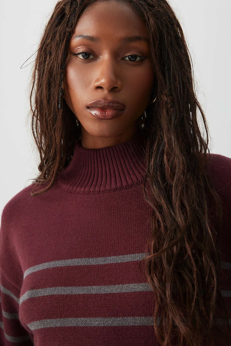 Striped Mock Neck Sweater