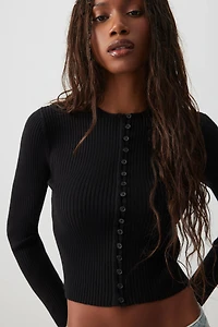 Short Cardigan with Removable Faux Fur Collar